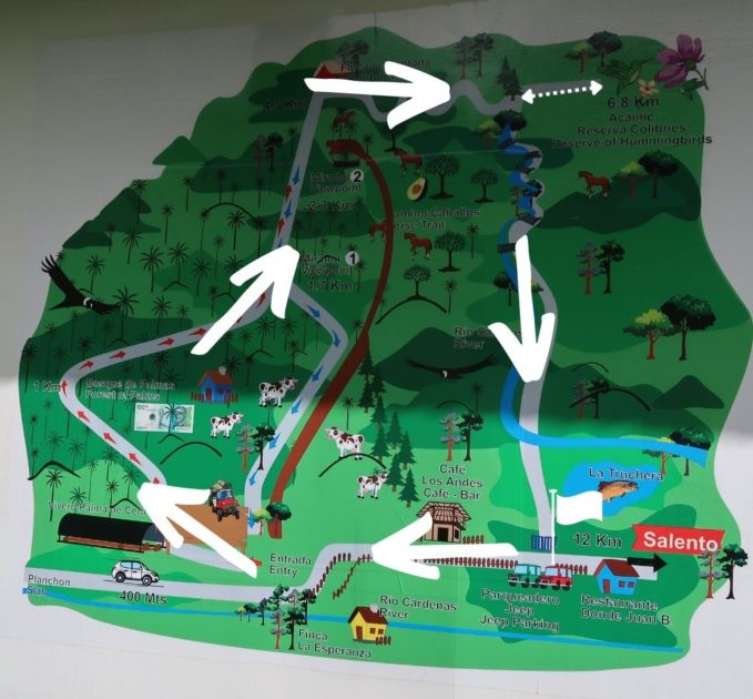 Map of the Hike to the Wax Palms