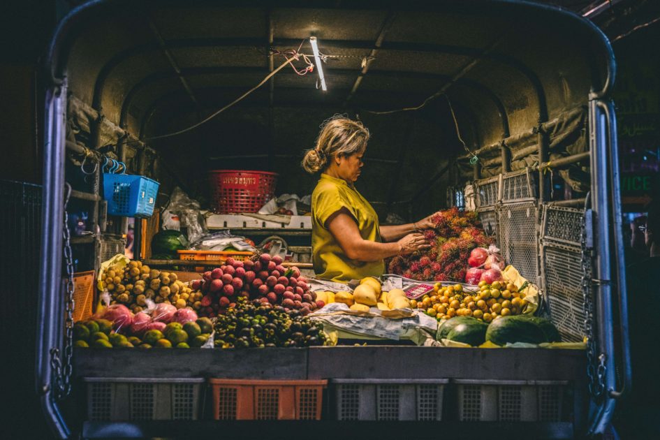 Woman selling fruit in Thailand Market