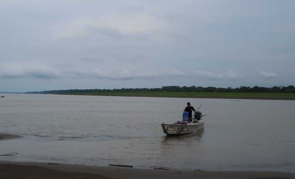 Amazon beach with boat