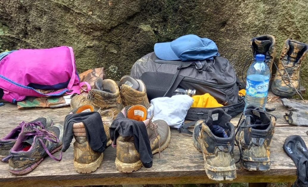 Muddy shoes on the lost city trek